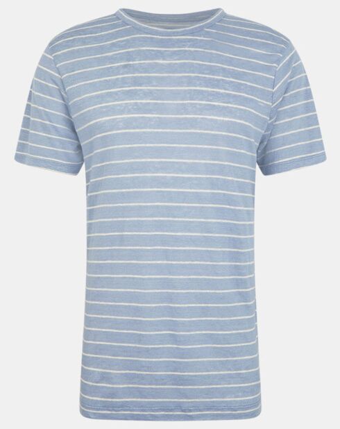 T-Shirt 100% Lin Marinière bleu clair